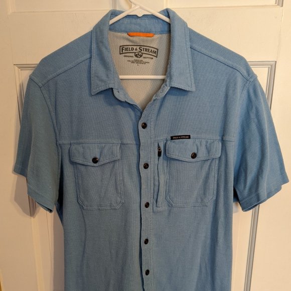 Field & Stream Original Outfitter Men's Blue Button-Down Zip-Pocket Shirt sz L - Picture 1 of 6